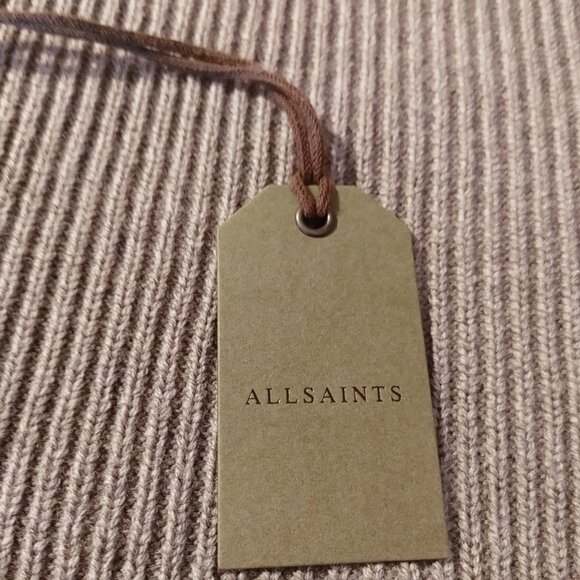 NWT All Saints 100% Merino Wool Gray Marl Rib Knit Scarf - Picture 3 of 8